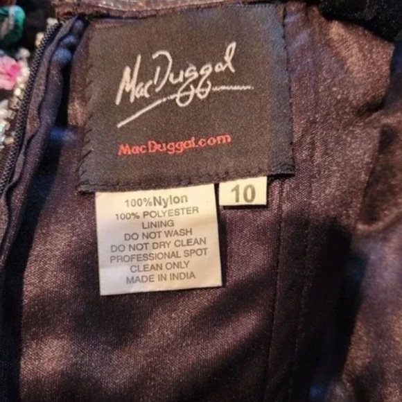 Mac Duggal Beaded Black Floral Mini Dress - Picture 11 of 15